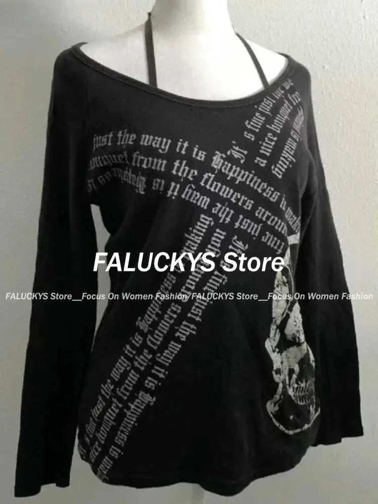 Vintage Gothic Streetwear T-shirt Woman Y2k Tops