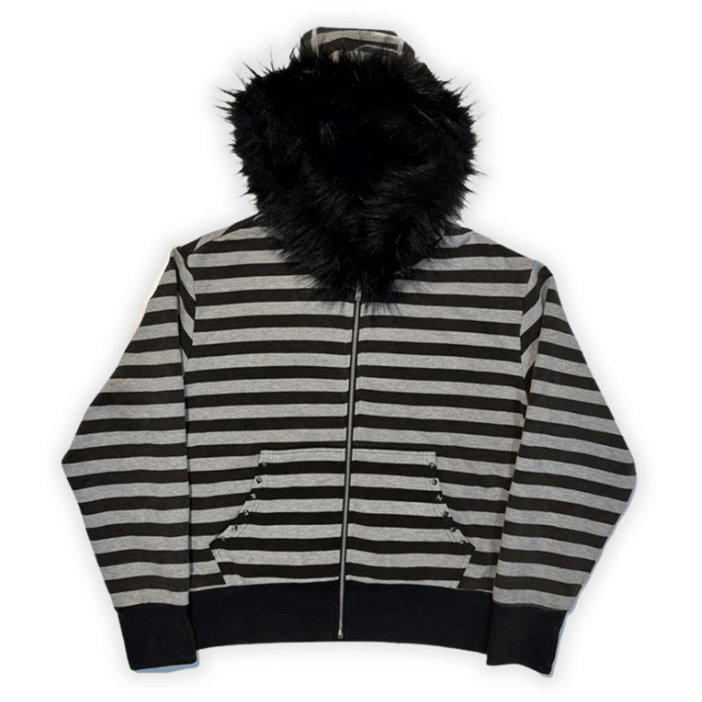 Black White Zip Hoodie