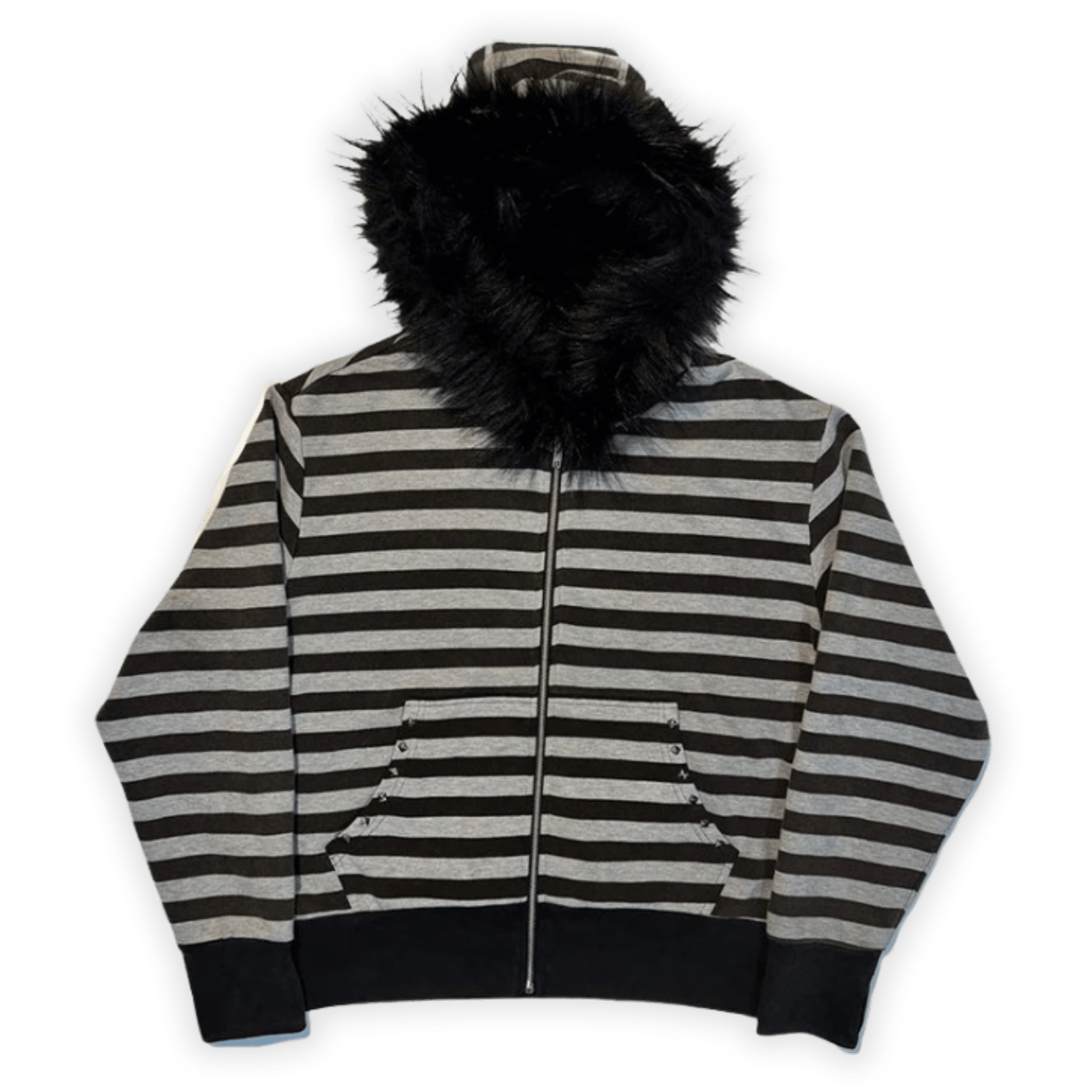 Black White Zip Hoodie