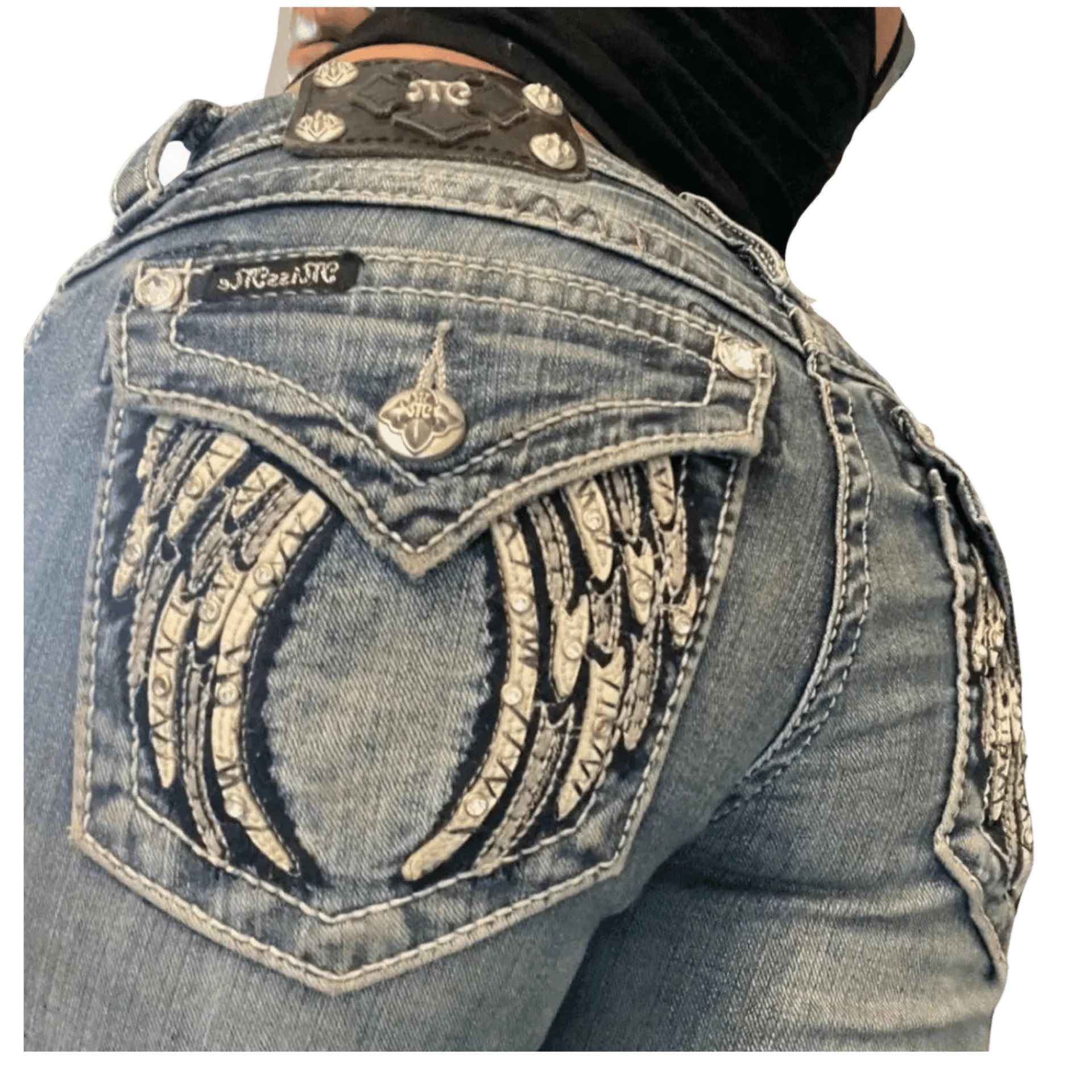 Y2K Embroidery Diamond Jeans Wings